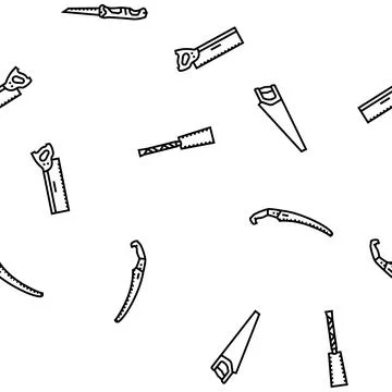 Saw hand wood construction vector seamless pattern Stock Illustration