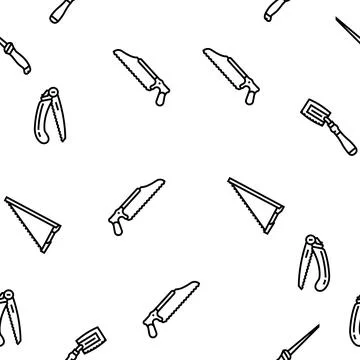 Saw hand wood construction vector seamless pattern Illustrazione stock