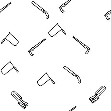 Saw hand wood construction vector seamless pattern Stock Illustration