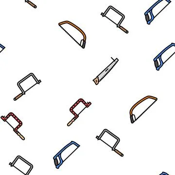 Saw hand wood construction vector seamless pattern 스톡 일러스트