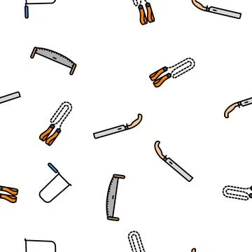 Saw hand wood construction vector seamless pattern Stock Illustration
