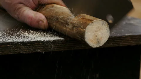 Saw in the hands of a carpenter Stock Footage 231207266