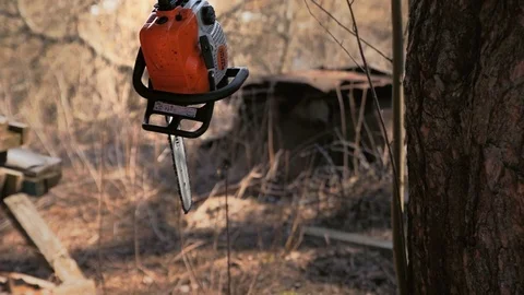 Saw hangs Stock Footage 97410841