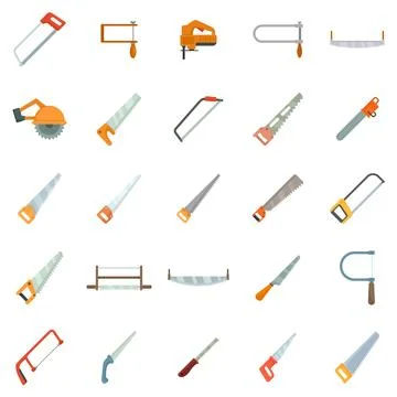 Saw icons set flat isolated Stock Illustration