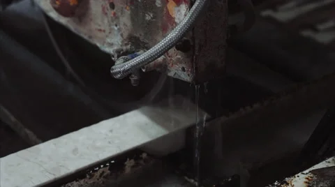 Saw machine cutting marble stone plate , close up 스톡 동영상 68073280