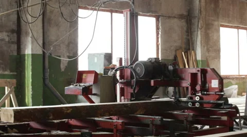 Saw processing log production machine Stock Footage 61036297
