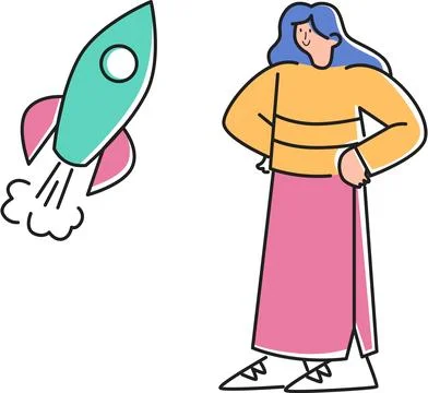 Saw the Rocket Successfully Fly Illustration - Success &amp; Launch Stock Illustration