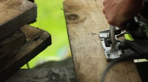 A saw sawing a Board Video stock 66446437
