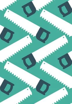 Saw seamless pattern. Locksmith tool ornament. Industry background Stock Illustration