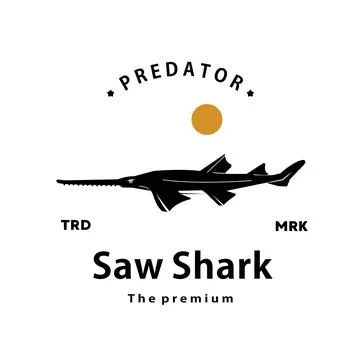 Saw shark logo vector outline silhouette art icon Stock Illustration