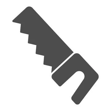Saw solid icon, farm garden concept, Hacksaw sign on white background, hand saw Illustrazione stock