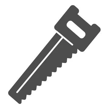 Saw tool, hacksaw solid icon, gardening concept, hand saw vector sign on white Stock Illustration