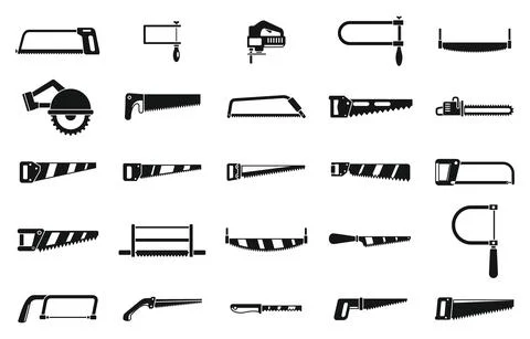 Saw tool icons set, simple style Stock Illustration