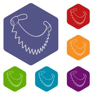 Saw with two handles icon, outline style Illustration