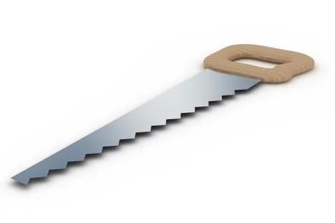 Saw on a white background. Tool. Isolated 3D image Ilustração Stock