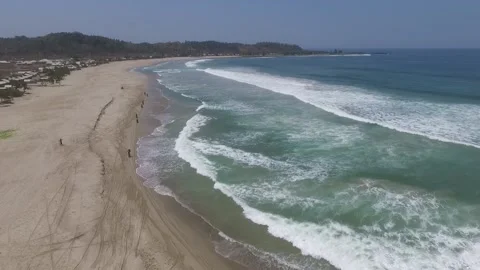 Sawarna long sand Beach Stock Footage 130960182