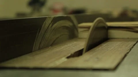 Sawbench (close up of circular saw) 1 Stock Footage 7754954