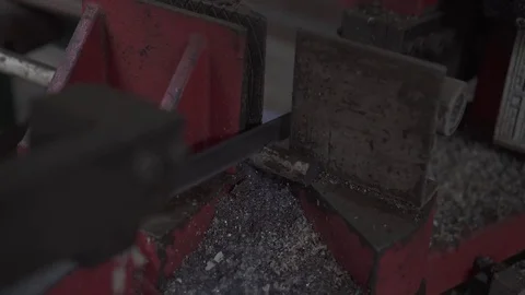 Sawblade cutting iron (4k) Stock Footage
