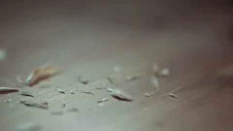 Sawdust falls on the board. close-up. Stock Footage 85315994