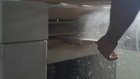 Sawdust fly from wood processing Vídeo Stock 162170351