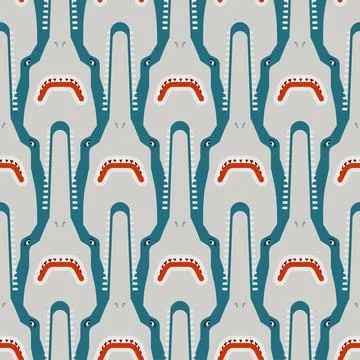 Sawfish pattern seamless. marine predator saw fish background. vector texture 스톡 일러스트