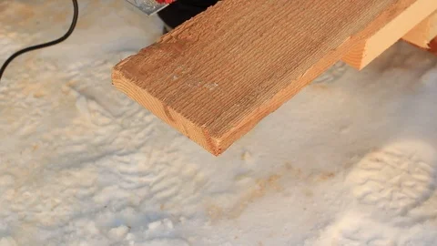 Sawing boards by circular saw Stock Footage 104430229