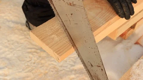 Sawing boards Stock Footage 104429804