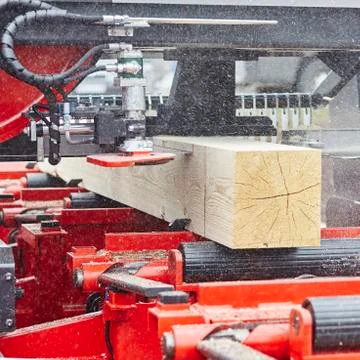 Sawing boards from logs Stock Photos