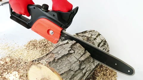 Sawing firewood with a chainsaw Stock Footage 207494325