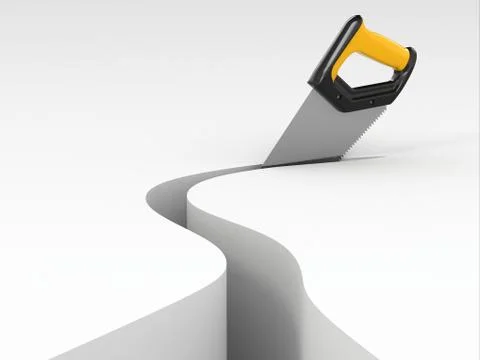Sawing. handsaw on white background Stock Illustration