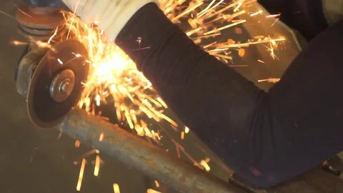 Sawing the iron sparks Stock Footage 75071113
