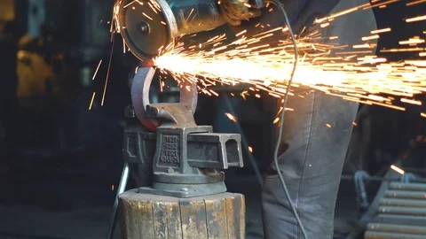 Sawing the iron sparks Stock Footage 90241490