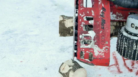 Sawing machine making stumps Stock Footage 64553743