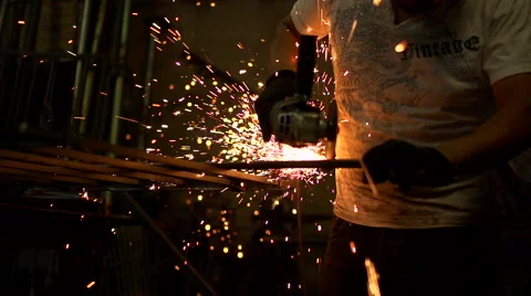 Sawing into metal Video stock 40363525