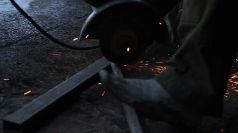 Sawing Metal Stock Footage 56370268