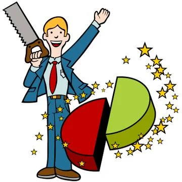 Sawing pie chart in half trick Stock Illustration