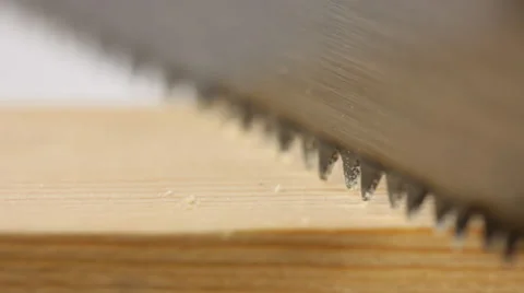 Sawing plank on a white background Stock Footage 34395552