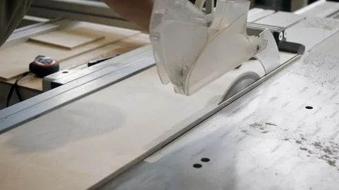 Sawing plywood on the machine Stock Footage 259613208