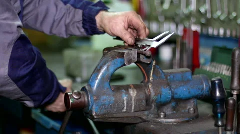 Sawing a Screw with a Hacksaw Video stock 45432360