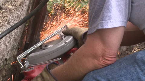 Sawing through metal frame Stock Footage 57715032