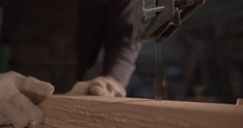 Sawing a tree with a jigsaw Stock-Footage 144606462