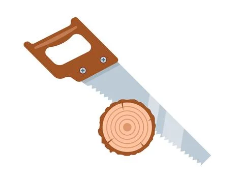 Sawing a tree with a saw. Stock Illustration