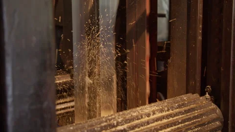 Sawmill in action cutting timber Stock Footage 270155791