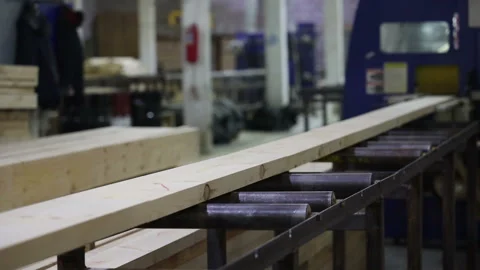 Sawmill board on the conveyor is moving Stock-Footage 150226421