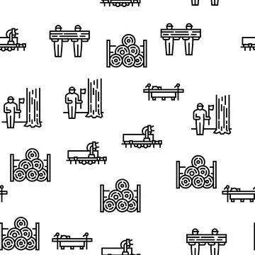 Sawmill Cut Service Vector Seamless Pattern Illustrazione stock
