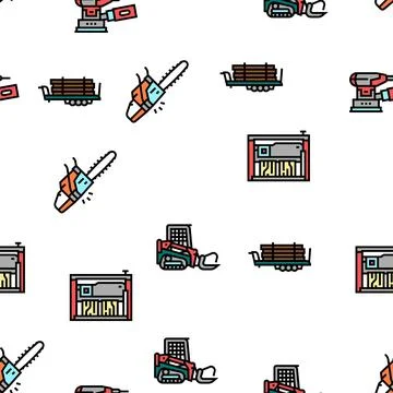 Sawmill Cut Service Vector Seamless Pattern Illustrazione stock