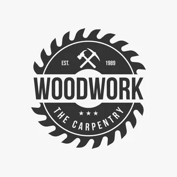Sawmill emblem logo vector for carpentry, woodworkers, lumberjack, sawmill se Stock Illustration