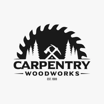 Sawmill emblem logo vector for carpentry, woodworkers, lumberjack, sawmill se Stock Illustration