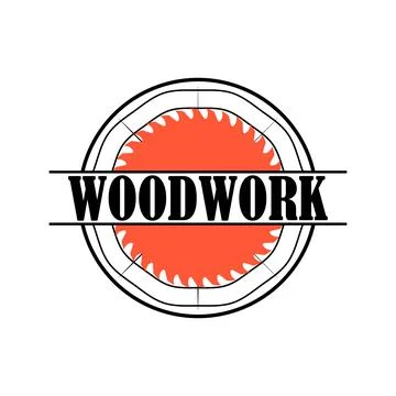 Sawmill emblem logo. Vector for carpentry, woodwork, lumberjack, woodcraft. Stock Illustration