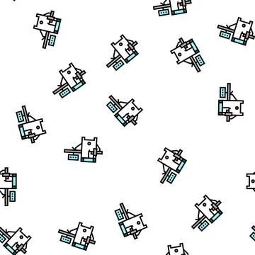 Sawmill equipment vector seamless pattern Illustrazione stock